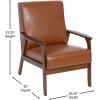 Flash Furniture Langston Commercial Mid Century Modern Chair – Black LeatherSoft Upholstery – Walnut Finish Wooden Frame and Arms – Extra Supportive Sinuous Springs(Cognac Leathersoft)