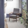 Flash Furniture Langston Commercial Mid Century Modern Chair – Black LeatherSoft Upholstery – Walnut Finish Wooden Frame and Arms – Extra Supportive Sinuous Springs(Dark Gray Faux Linen)
