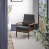 Flash Furniture Langston Commercial Mid Century Modern Chair – Black LeatherSoft Upholstery – Walnut Finish Wooden Frame and Arms – Extra Supportive Sinuous Springs(Black Leathersoft)