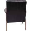 Flash Furniture Langston Commercial Mid Century Modern Chair – Black LeatherSoft Upholstery – Walnut Finish Wooden Frame and Arms – Extra Supportive Sinuous Springs(Black Leathersoft)