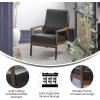 Flash Furniture Langston Commercial Mid Century Modern Chair – Black LeatherSoft Upholstery – Walnut Finish Wooden Frame and Arms – Extra Supportive Sinuous Springs(Black Leathersoft)