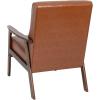 Flash Furniture Langston Commercial Mid Century Modern Chair – Black LeatherSoft Upholstery – Walnut Finish Wooden Frame and Arms – Extra Supportive Sinuous Springs(Cognac Leathersoft)