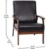 Flash Furniture Langston Commercial Mid Century Modern Chair – Black LeatherSoft Upholstery – Walnut Finish Wooden Frame and Arms – Extra Supportive Sinuous Springs(Black Leathersoft)