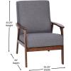 Flash Furniture Langston Commercial Mid Century Modern Chair – Black LeatherSoft Upholstery – Walnut Finish Wooden Frame and Arms – Extra Supportive Sinuous Springs(Dark Gray Faux Linen)
