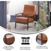 Flash Furniture Langston Commercial Mid Century Modern Chair – Black LeatherSoft Upholstery – Walnut Finish Wooden Frame and Arms – Extra Supportive Sinuous Springs(Cognac Leathersoft)