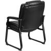 Flash Furniture LeatherSoft Executive Reception Chair with Padded Armrests and Sled Base, Upholstered Side Chair for Living Room or Office, Black