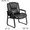 Flash Furniture LeatherSoft Executive Reception Chair with Padded Armrests and Sled Base, Upholstered Side Chair for Living Room or Office, Black
