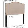 Flash Furniture Lexington Upholstered Twin Size Headboard with Accent Nail Trim in White Fabric(Beige)
