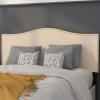 Flash Furniture Lexington Upholstered Twin Size Headboard with Accent Nail Trim in White Fabric(Beige)