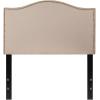 Flash Furniture Lexington Upholstered Twin Size Headboard with Accent Nail Trim in White Fabric(Beige)