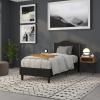 Flash Furniture Lexington Upholstered Twin Size Headboard with Accent Nail Trim in White Fabric(Black)