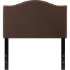 Flash Furniture Lexington Upholstered Twin Size Headboard with Accent Nail Trim in White Fabric(Dark Brown)