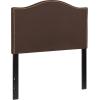 Flash Furniture Lexington Upholstered Twin Size Headboard with Accent Nail Trim in White Fabric(Dark Brown)
