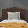 Flash Furniture Lexington Upholstered Twin Size Headboard with Accent Nail Trim in White Fabric(Dark Brown)