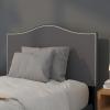 Flash Furniture Lexington Upholstered Twin Size Headboard with Accent Nail Trim in White Fabric(Dark Gray)