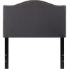 Flash Furniture Lexington Upholstered Twin Size Headboard with Accent Nail Trim in White Fabric(Dark Gray)