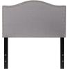 Flash Furniture Lexington Upholstered Twin Size Headboard with Accent Nail Trim in White Fabric(Light Gray)