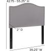 Flash Furniture Lexington Upholstered Twin Size Headboard with Accent Nail Trim in White Fabric(Light Gray)