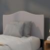 Flash Furniture Lexington Upholstered Twin Size Headboard with Accent Nail Trim in White Fabric(Light Gray)