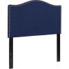 Flash Furniture Lexington Upholstered Twin Size Headboard with Accent Nail Trim in White Fabric(Navy)