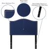 Flash Furniture Lexington Upholstered Twin Size Headboard with Accent Nail Trim in White Fabric(Navy)