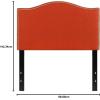 Flash Furniture Lexington Upholstered Twin Size Headboard with Accent Nail Trim in White Fabric(Orange)