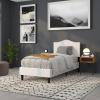 Flash Furniture Lexington Upholstered Twin Size Headboard with Accent Nail Trim in White Fabric(White)