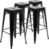 Flash Furniture Lily 30″ High Metal Indoor Bar Stool in Silver – Stackable Set of 4(Black)