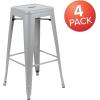 Flash Furniture Lily 30″ High Metal Indoor Bar Stool in Silver – Stackable Set of 4(Silver)