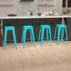 Flash Furniture Lily 30″ High Metal Indoor Bar Stool in Silver – Stackable Set of 4(Teal)