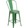 Flash Furniture Lily Commercial Grade 4 Pack 24″ High Black Metal Indoor-Outdoor Counter Height Stool with Removable Back(Green)