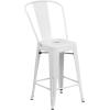 Flash Furniture Lily Commercial Grade 4 Pack 24″ High Black Metal Indoor-Outdoor Counter Height Stool with Removable Back(White)