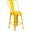 Flash Furniture Lily Commercial Grade 4 Pack 24″ High Black Metal Indoor-Outdoor Counter Height Stool with Removable Back(Yellow)