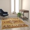 Flash Furniture Lodi Collection Southwestern Area Rug – Low Pile Green Olefin Rug – 6′ x 9′ Area Rug – Jute Backing – Hallway, Entryway, Bedroom, Living Room(Beige)