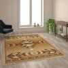 Flash Furniture Lodi Collection Southwestern Area Rug – Low Pile Green Olefin Rug – 6′ x 9′ Area Rug – Jute Backing – Hallway, Entryway, Bedroom, Living Room(Beige)