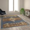 Flash Furniture Lodi Collection Southwestern Area Rug – Low Pile Green Olefin Rug – 6′ x 9′ Area Rug – Jute Backing – Hallway, Entryway, Bedroom, Living Room(Blue)
