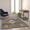 Flash Furniture Lodi Collection Southwestern Area Rug – Low Pile Green Olefin Rug – 6′ x 9′ Area Rug – Jute Backing – Hallway, Entryway, Bedroom, Living Room(Blue)