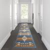 Flash Furniture Lodi Collection Southwestern Area Rug – Low Pile Green Olefin Rug – 6′ x 9′ Area Rug – Jute Backing – Hallway, Entryway, Bedroom, Living Room(Blue)