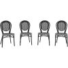 Flash Furniture Lourdes Indoor/Outdoor Commercial Thonet Bistro Stack Chair – Black/White PE Rattan Back and Seat – Natural Bamboo Print Metal Frame – 2 PK(Black & White/Black Frame)