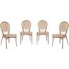 Flash Furniture Lourdes Indoor/Outdoor Commercial Thonet Bistro Stack Chair – Black/White PE Rattan Back and Seat – Natural Bamboo Print Metal Frame – 2 PK(Natural & White/Light Natural Frame)