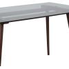 Flash Furniture Meriden 31.5″ x 55″ Rectangular Solid Walnut Wood Table with Clear Glass Top(Clear Top/Walnut Frame)
