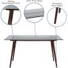 Flash Furniture Meriden 31.5″ x 55″ Rectangular Solid Walnut Wood Table with Clear Glass Top(Clear Top/Walnut Frame)