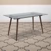 Flash Furniture Meriden 31.5″ x 55″ Rectangular Solid Walnut Wood Table with Clear Glass Top(Clear Top/Walnut Frame)