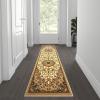 Flash Furniture Mersin Collection Persian Style Area Rug – Olefin Burgundy Non-Shedding Fibers – 3′ x 15′ – Jute Backing – for Hallway, Entryway, Bedroom, Living Room(Ivory)