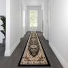 Flash Furniture Mersin Collection Persian Style Area Rug – Olefin Burgundy Non-Shedding Fibers – 3′ x 15′ – Jute Backing – for Hallway, Entryway, Bedroom, Living Room(Black)