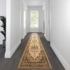 Flash Furniture Mersin Collection Persian Style Area Rug – Olefin Burgundy Non-Shedding Fibers – 3′ x 15′ – Jute Backing – for Hallway, Entryway, Bedroom, Living Room(Ivory)