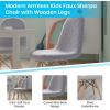 Flash Furniture Modern Zula Kid’s Modern Padded Armless Faux Sherpa Accent Chairs with Beechwood Legs – Gray