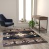 Flash Furniture Mohave Traditional Southwestern Style Area Rug – Rustic Ivory Accent Rug – 8′ x 10′ – Olefin Fibers with Jute Backing(Black)