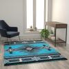 Flash Furniture Mohave Traditional Southwestern Style Area Rug – Rustic Ivory Accent Rug – 8′ x 10′ – Olefin Fibers with Jute Backing(Turquoise)