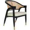 Flash Furniture Naomi Cane Rattan Dining and Accent Chair, Commercial Grade Solid Wood Frame with Gold Accent Legs, Beige Upholstered Padded Seat, Natural/Black(Black)